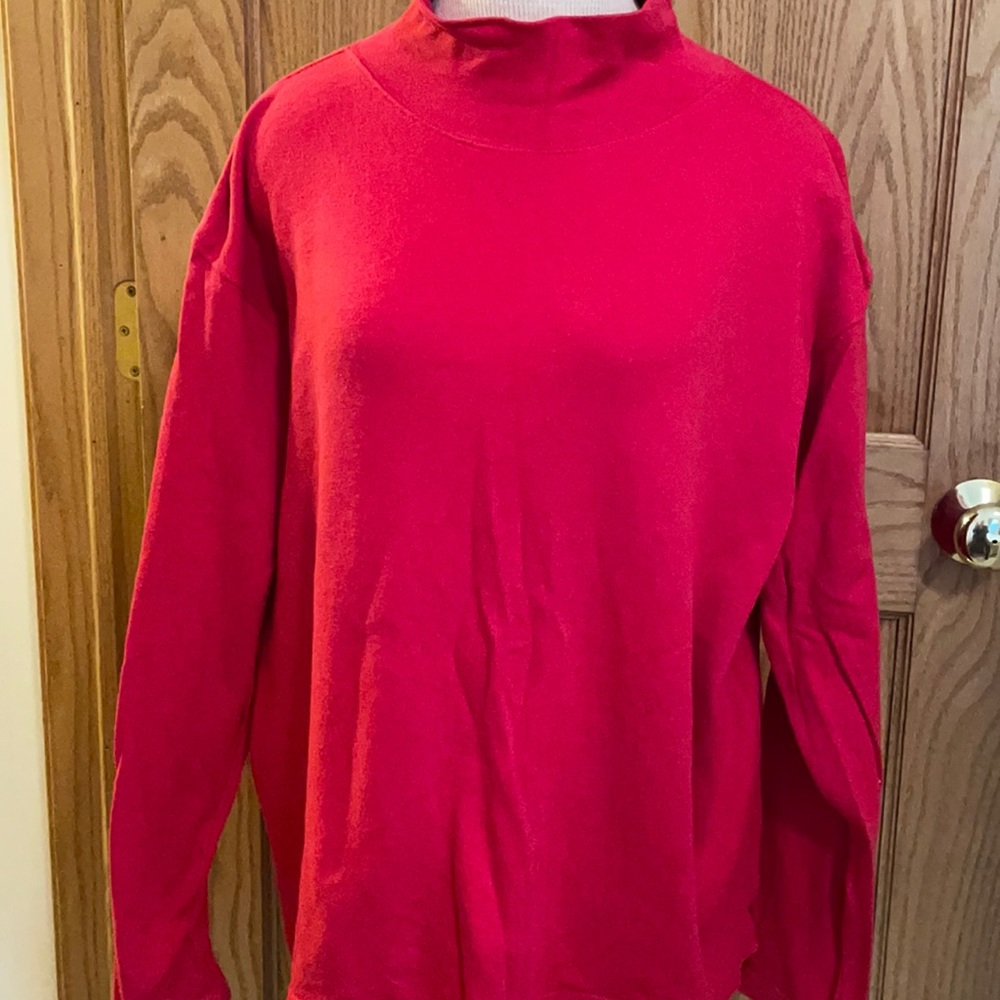Red mock turtleneck thick 100% cotton